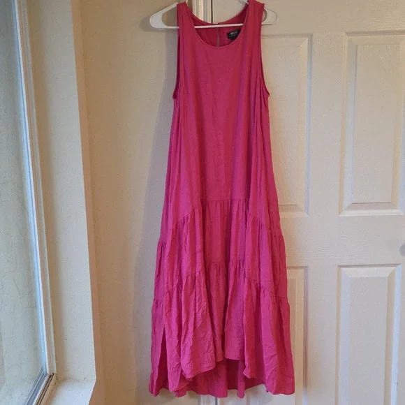 Maeve By Anthropologie Marlene Tiered Pink Maxi Dress Size L Sleeveless - Picture 3 of 10